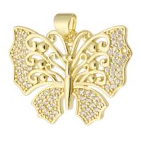 Cubic Zirconia Micro Pave Brass Pendant, Butterfly, gold color plated, fashion jewelry & DIY & micro pave cubic zirconia & for woman Approx 3mm 
