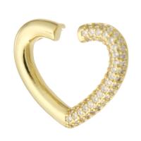 Cubic Zirconia Micro Pave Brass Pendant, Heart, gold color plated, fashion jewelry & DIY & micro pave cubic zirconia & for woman & double-hole, golden Approx 2mm 