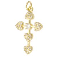 Cubic Zirconia Micro Pave Brass Pendant, gold color plated, fashion jewelry & DIY & micro pave cubic zirconia & for woman, golden Approx 2mm 