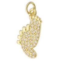 Cubic Zirconia Micro Pave Brass Pendant, Foot, gold color plated, fashion jewelry & DIY & micro pave cubic zirconia & for woman, golden Approx 2mm 