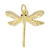 Cubic Zirconia Micro Pave Brass Pendant, Dragonfly, gold color plated, fashion jewelry & DIY & micro pave cubic zirconia & for woman, golden Approx 2mm 