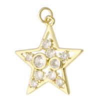 Cubic Zirconia Micro Pave Brass Pendant, Star, gold color plated, fashion jewelry & DIY & micro pave cubic zirconia & for woman, golden Approx 2mm 