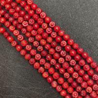 Synthetische Koralle Perle, DIY, rot, 6mm, Länge:ca. 38 cm, verkauft von Strang