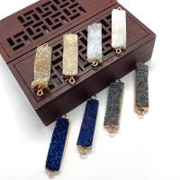 agate quartz de glace connecteur, avec laiton, rectangle, Placage de couleur d'or, DIY & boucle de 1/1, plus de couleurs à choisir Vendu par PC