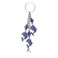 Evil Eye Key Chain, Zinc Alloy, with Lampwork, silver color plated, Unisex & with rhinestone, blue, 130mm 