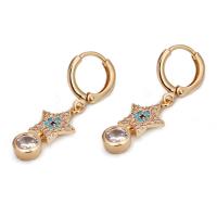 Evil Eye Earrings, Brass, gold color plated & micro pave cubic zirconia & for woman 10-15mm 