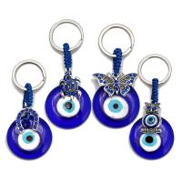 Evil Eye Key Chain, Zinc Alloy, with Glass, silver color plated & Unisex & with rhinestone 90mm 