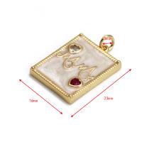 Zinc Alloy Rhinestone Pendants, gold color plated, Unisex & enamel & with rhinestone & hollow 