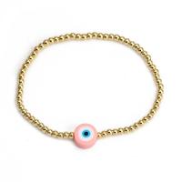 Evil Eye Jewelry Bracelet, Brass, with Polymer Clay, gold color plated, for woman 10mm, Inner Approx 50mm 