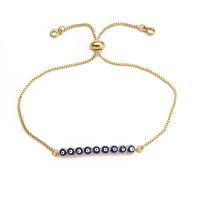 Evil Eye Jewelry Bracelet, Brass, gold color plated, Adjustable & for woman & enamel 40mm, Inner Approx 25.6mm 
