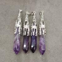 Gemstone Zinc Alloy Pendants, with Zinc Alloy, Conical, silver color plated, fashion jewelry 