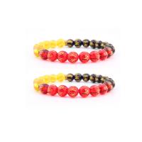 Zinc Alloy Crystal Bracelets, with Zinc Alloy, Round, gold color plated, elastic & Unisex, mixed colors, 8mm .5 Inch 