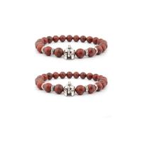 Mahogany Obsidian Bracelet, with Zinc Alloy, Mask, silver color plated, elastic & Unisex, red, 8mm .5 Inch 