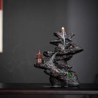 Incense Smoke Flow Backflow Holder Ceramic Incense Burner, Stone Powder, half handmade, for home and office & durable 