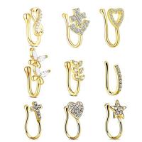 Stainless Steel Nose Piercing Jewelry, Brass, gold color plated, nine pieces & fashion jewelry & Unisex & micro pave cubic zirconia, golden 
