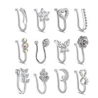 Stainless Steel Nose Piercing Jewelry, Brass, plated, 12 pieces & fashion jewelry & Unisex & micro pave cubic zirconia 