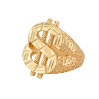 Палец кольцо-латунь, Латунь, Знак доллара, плакирован золотом, Регулируемый & Женский, 23mm, продается PC