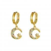 Huggie Hoop Drop Earring, laiton, Placage de couleur d'or, styles différents pour le choix & pavé de micro zircon & pour femme, multicolore, Vendu par paire