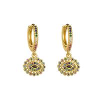 Huggie Hoop Drop Earring, laiton, Placage de couleur d'or, styles différents pour le choix & pavé de micro zircon & pour femme, multicolore, Vendu par paire