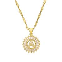 Titanium Steel Jewelry Necklace, gold color plated & micro pave cubic zirconia & for woman, 15mm Approx 17.7 Inch 