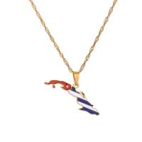 Titanium Steel Jewelry Necklace, plated, Unisex & enamel, multi-colored, 35mm Approx 19.68 Inch 