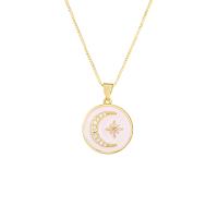 Cubic Zircon Micro Pave Brass Necklace, gold color plated, micro pave cubic zirconia & for woman & enamel 