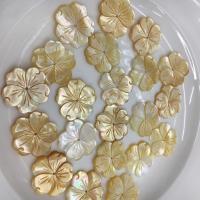 Natural Freshwater Shell Beads, Yellow Lip Shell, with White Lip Shell, Flower, Carved, DIY 26mm 