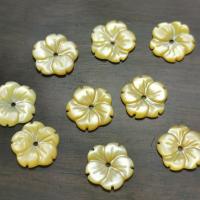 Natural Freshwater Shell Beads, White Lip Shell, with Yellow Lip Shell, Flower, Carved, DIY 12mm 