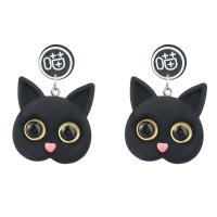 Resin Zinc Alloy Earring, with Resin, Cat, fashion jewelry & for woman 