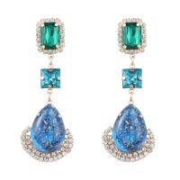 Zinc Alloy Rhinestone Drop Earring, with Glass Rhinestone & Resin, fashion jewelry & for woman & with rhinestone 