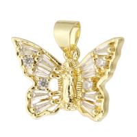 Cubic Zirconia Micro Pave Brass Pendant, Butterfly, gold color plated, fashion jewelry & micro pave cubic zirconia & for woman, golden Approx 3mm 