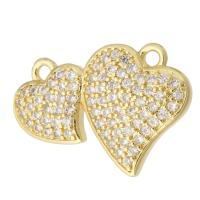 Cubic Zirconia Micro Pave Brass Pendant, Heart, gold color plated, fashion jewelry & DIY & micro pave cubic zirconia & for woman & double-hole, golden Approx 1.5mm 