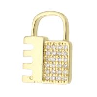Cubic Zirconia Micro Pave Brass Pendant, Lock, gold color plated, fashion jewelry & DIY & micro pave cubic zirconia & for woman, golden Approx 6mm 