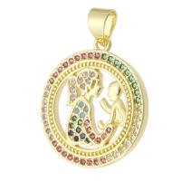 Cubic Zirconia Micro Pave Brass Pendant, Round, gold color plated, fashion jewelry & DIY & for woman, multi-colored Approx 3.5mm 