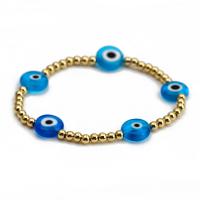 Evil Eye Jewelry Bracelet, Brass, with Lampwork, gold color plated, Unisex 4mm,12mm Approx 18 cm 