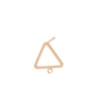 Brass Earring Stud Component, Triangle, real gold plated, DIY & hollow, 12mm, Approx 
