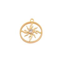 Cubic Zirconia Brass Pendants, Sun, real gold plated, Unisex & micro pave cubic zirconia & hollow Approx 