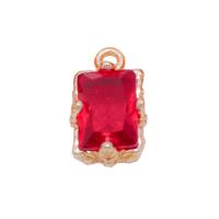 Cubic Zirconia Brass Pendants, with Cubic Zirconia, Rectangle, real gold plated, Unisex & faceted Approx 