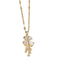 Titanium Steel Jewelry Necklace, with 1.97 extender chain, Four Leaf Clover, gold color plated, for woman & with rhinestone, gold .75 Inch 