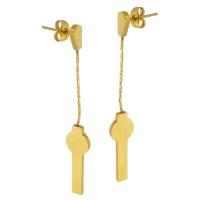 Acero inoxidable gota pendiente, acero inoxidable 304, Recubrimiento iónico al vacío, Joyería & para mujer, dorado, 64mm,8*19mm, Vendido por Par