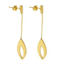 Stainless Steel Drop Earring, 304 Stainless Steel, Vacuum Ion Plating, fashion jewelry & for woman, golden, 56mm,10*22mm 