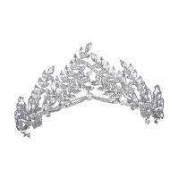 Bridal Tiaras, Zinc Alloy, with Crystal, silver color plated, for woman & with rhinestone, silver color, 140*60mm,300mm 