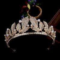 Zinc Alloy Tiaras, with Plastic Pearl, plated, for woman & with rhinestone 