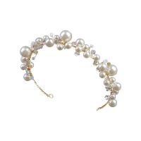 Hair Bands, Zinc Alloy, with Crystal & Plastic Pearl, handmade, fashion jewelry & for woman, golden 
