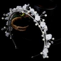 Hair Bands, Zinc Alloy, with Plastic Pearl, handmade, fashion jewelry & for woman & with rhinestone, silver color 