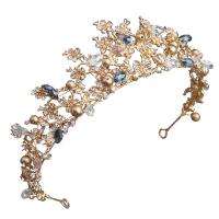 Zinc Alloy Tiaras, with Crystal, gold color plated, fashion jewelry & for woman & with rhinestone, golden 