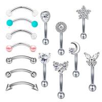 Stainless Steel Ear Piercing Jewelry, 304 Stainless Steel, Vacuum Ion Plating, fashion jewelry & micro pave cubic zirconia 