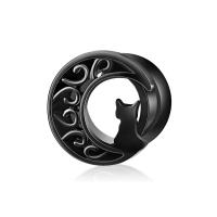 Stainless Steel Piercing Tunnel, 304 Stainless Steel, Cat, Vacuum Ion Plating, fashion jewelry black 