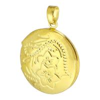 Brass Locket Pendants, Flat Round, gold color plated, DIY Approx 3mm, Inner Approx 14mm 
