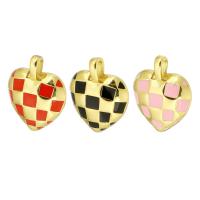 Enamel Brass Pendants, Zinc Alloy, Heart, high quality gold color plated Approx 2mm 
